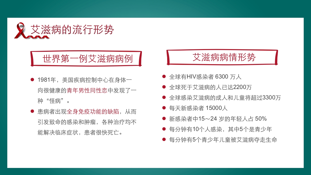 预防艾滋病·携手抗艾·重在预防主题班会PPT课件4