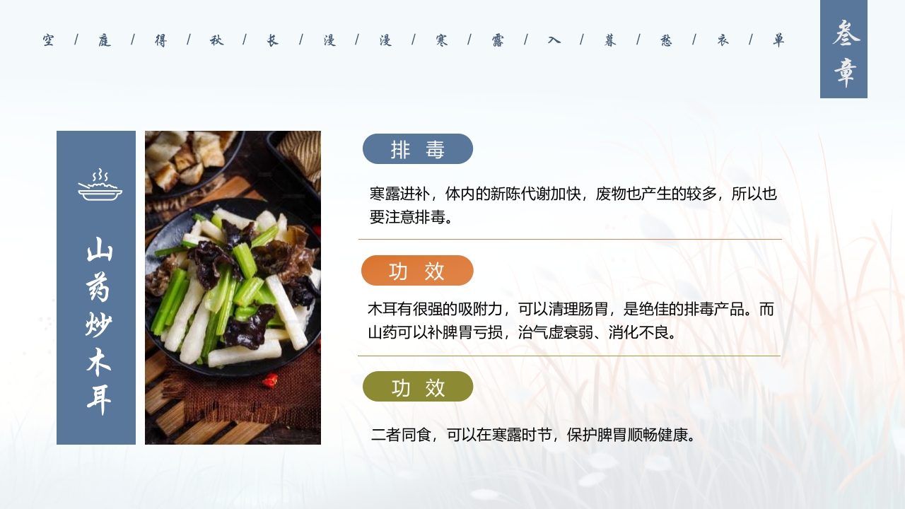 蓝色插画风深秋寒露谈养生PPT16