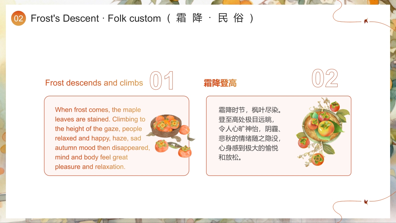 “好柿成霜喜从天降”霜降节气英文介绍PPT课件16