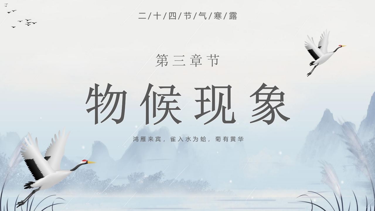 群山仙鹤背景的寒露时节节气介绍PPT课件8