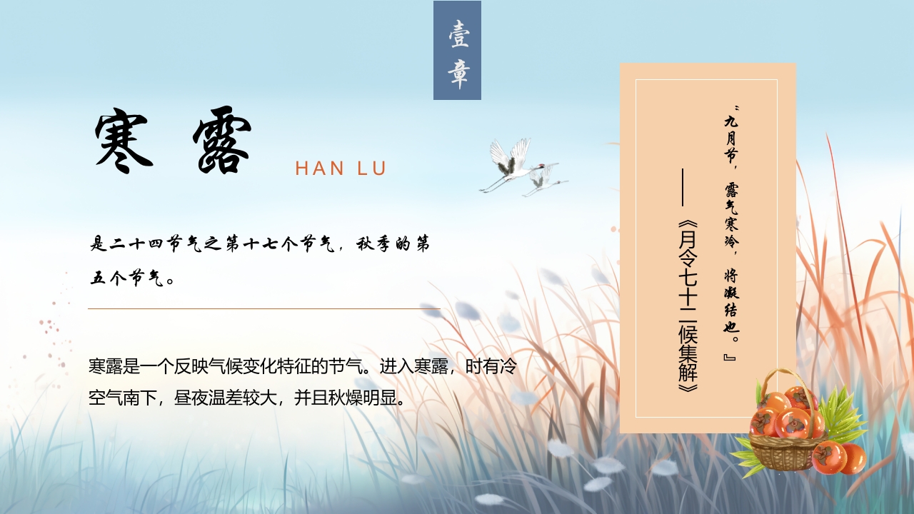 蓝色插画风深秋寒露谈养生PPT4