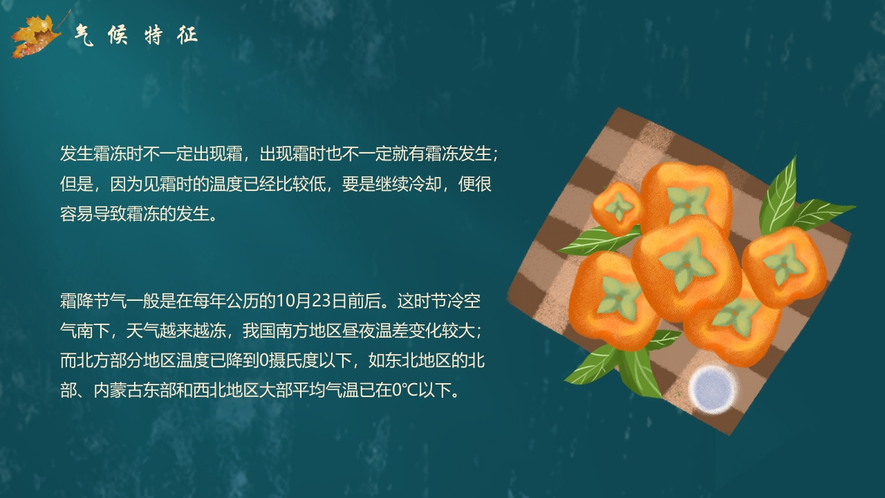 枫叶背景的传统节气霜降介绍PPT课件10
