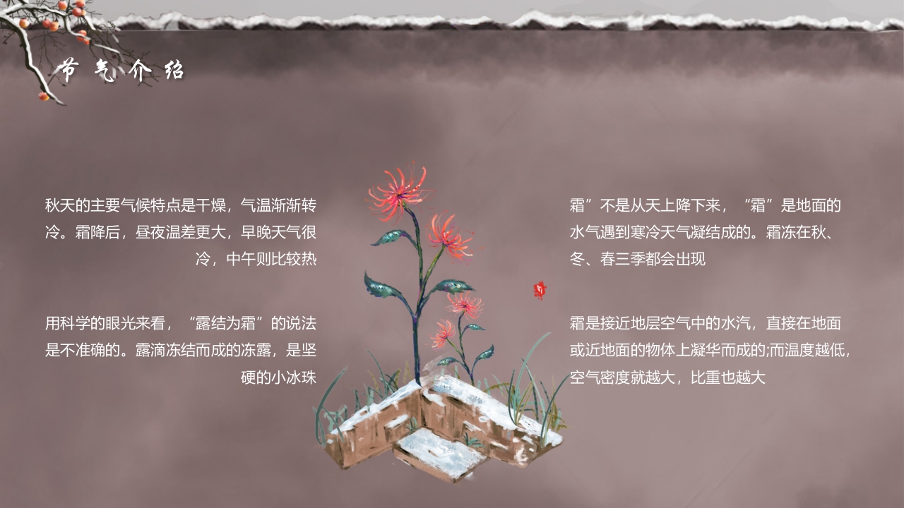水彩中国风霜降节气介绍PPT课件6