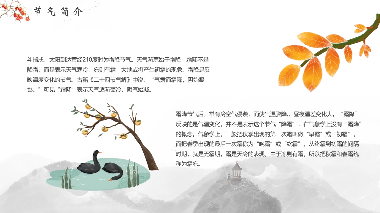 插画风霜降节气介绍PPT课件6