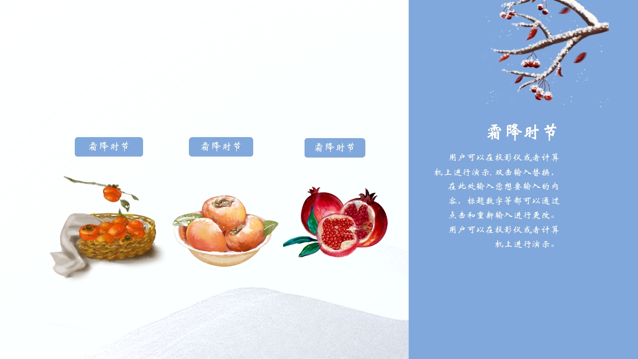 水芦苇背景的霜降传统节气介绍PPT课件17