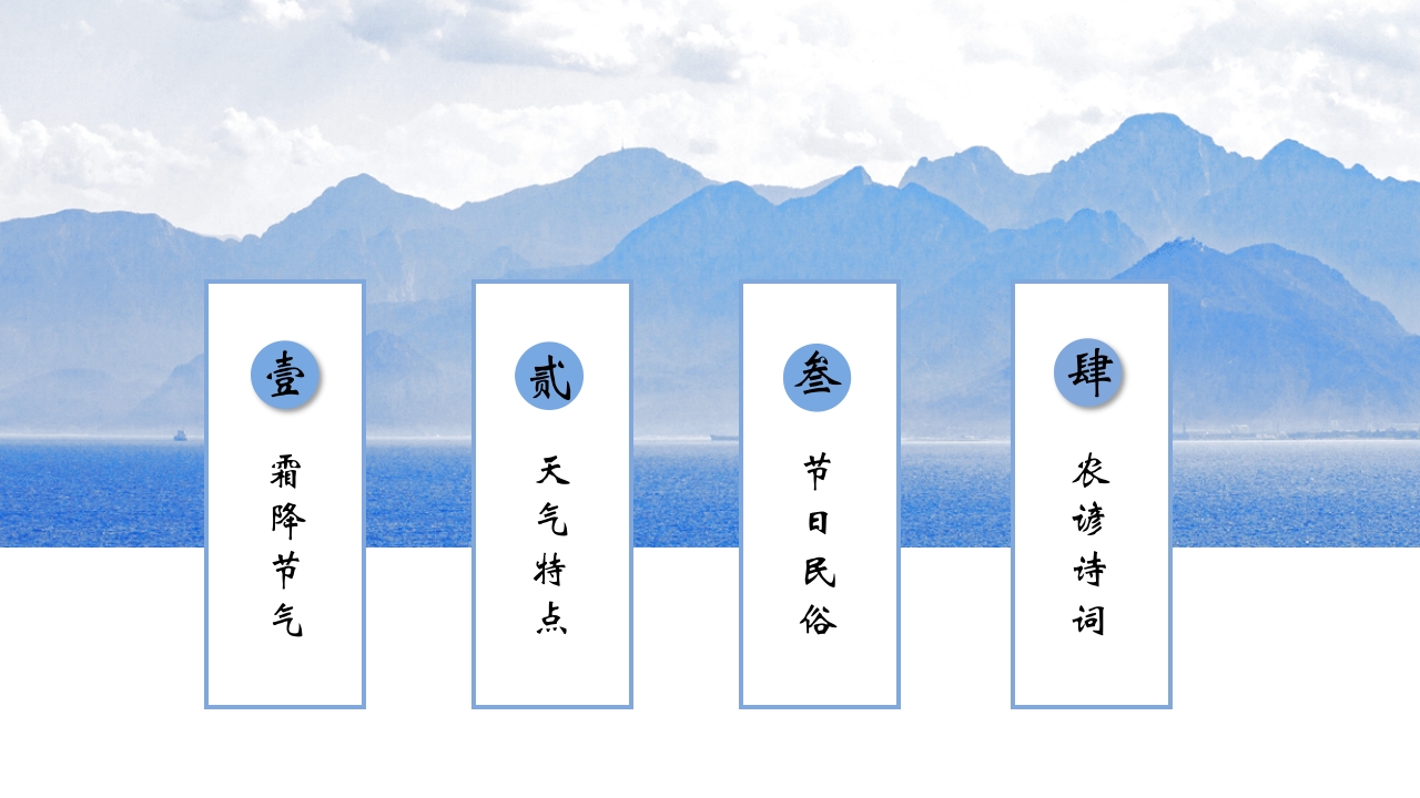 水芦苇背景的霜降传统节气介绍PPT课件2