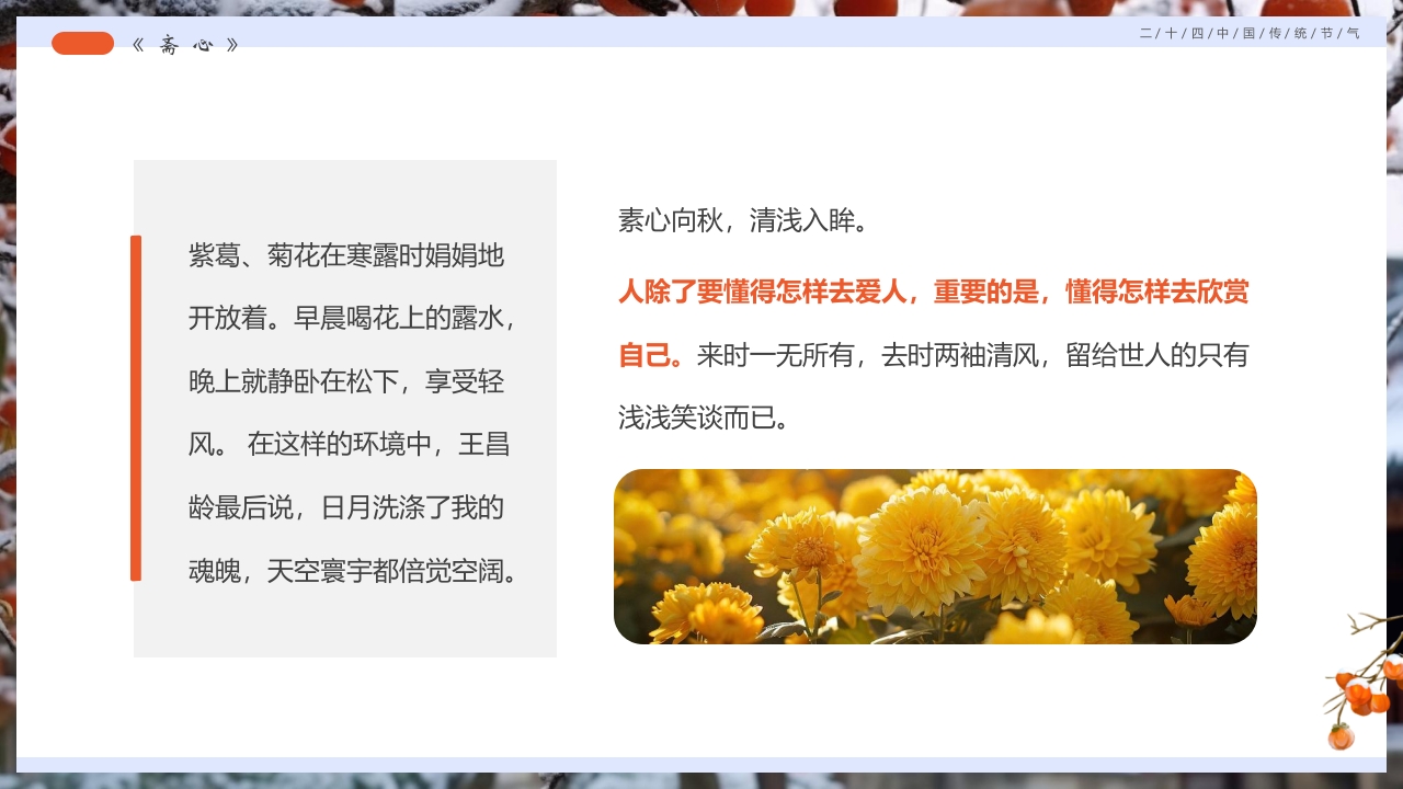 柿子背景的寒露诗词鉴赏PPT课件24