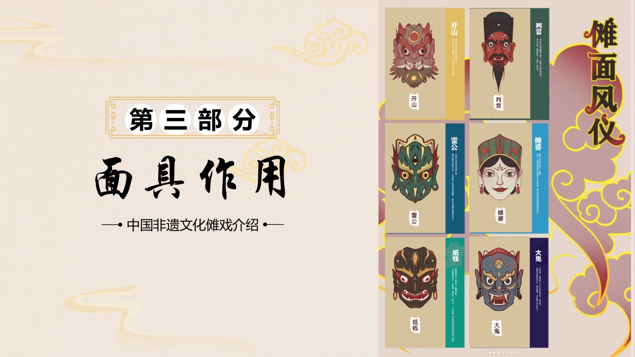 “傩戏面具”中国非遗文化傩戏介绍PPT课件21