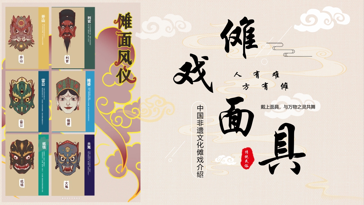 “傩戏面具”中国非遗文化傩戏介绍PPT课件28