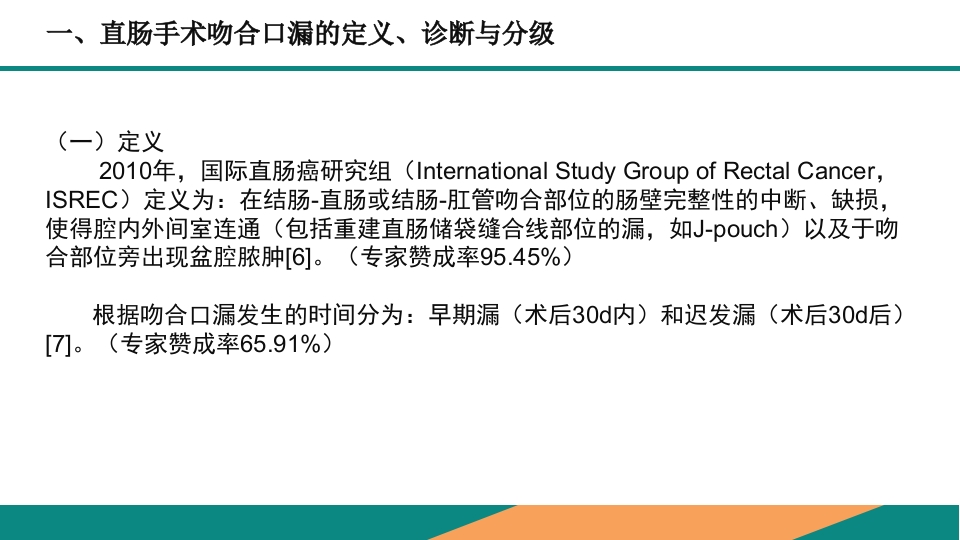 直肠癌手术吻合口漏诊断预防及处理专家共识PPT课件5