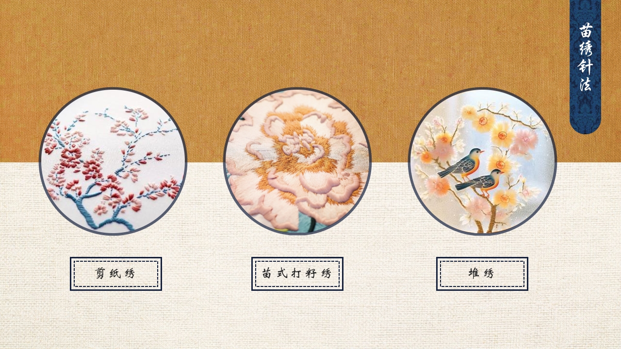 刺绣花纹背景的贵州苗绣宣传介绍PPT课件12