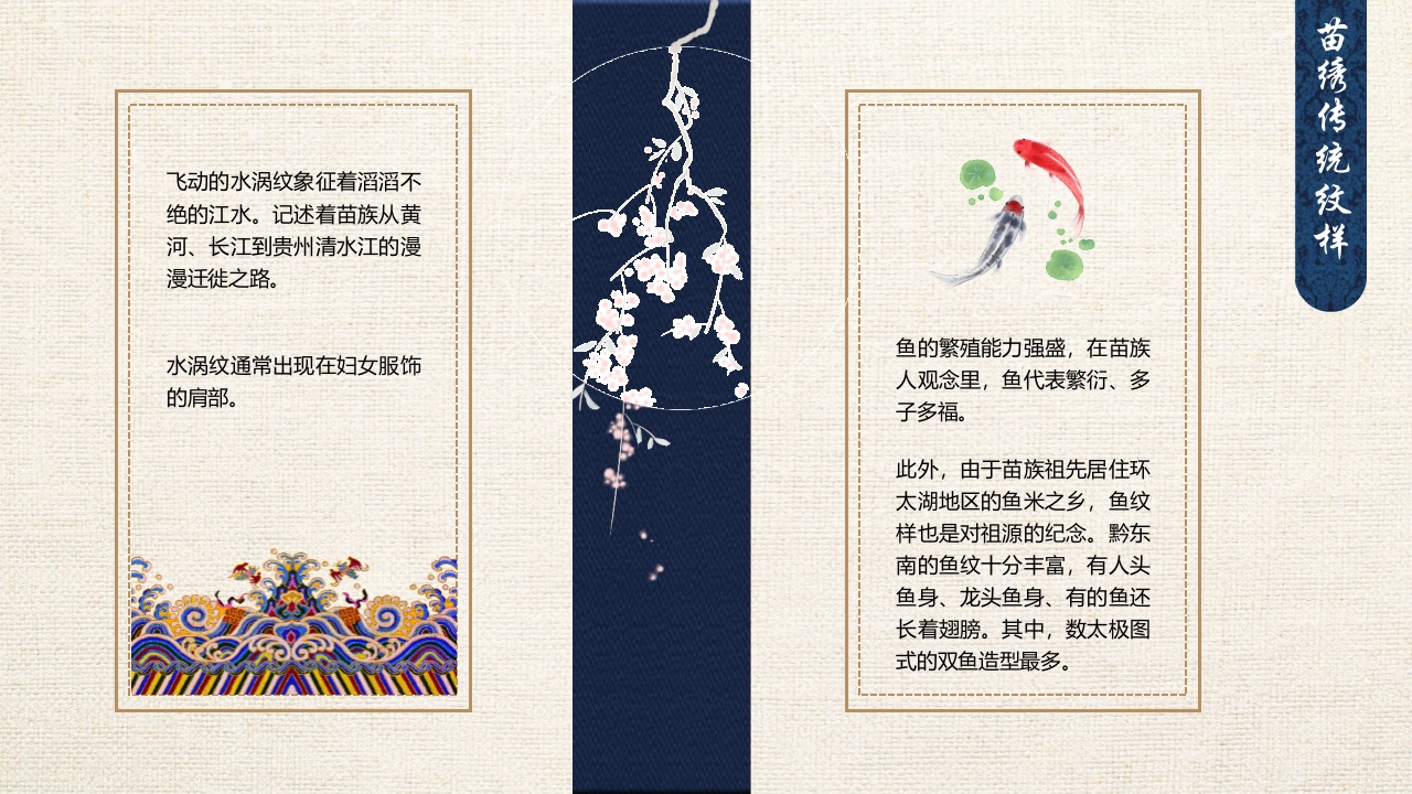 刺绣花纹背景的贵州苗绣宣传介绍PPT课件18