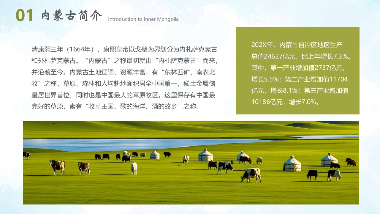蒙古包背景的内蒙古风情旅游宣传PPT5