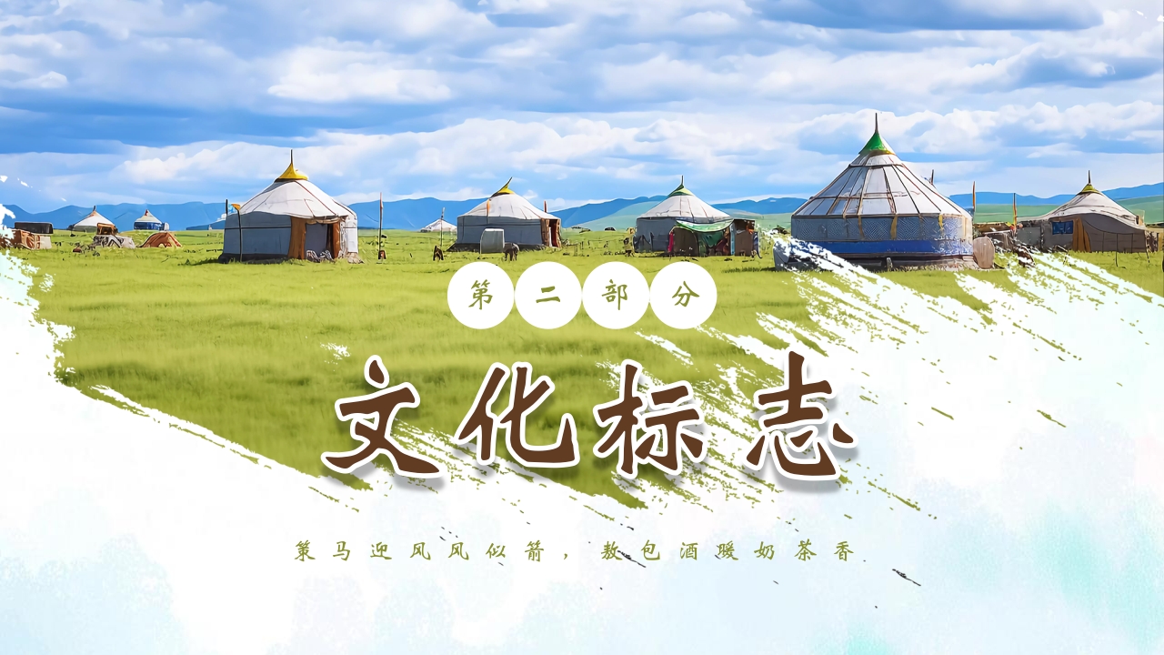 蒙古包背景的内蒙古风情旅游宣传PPT6