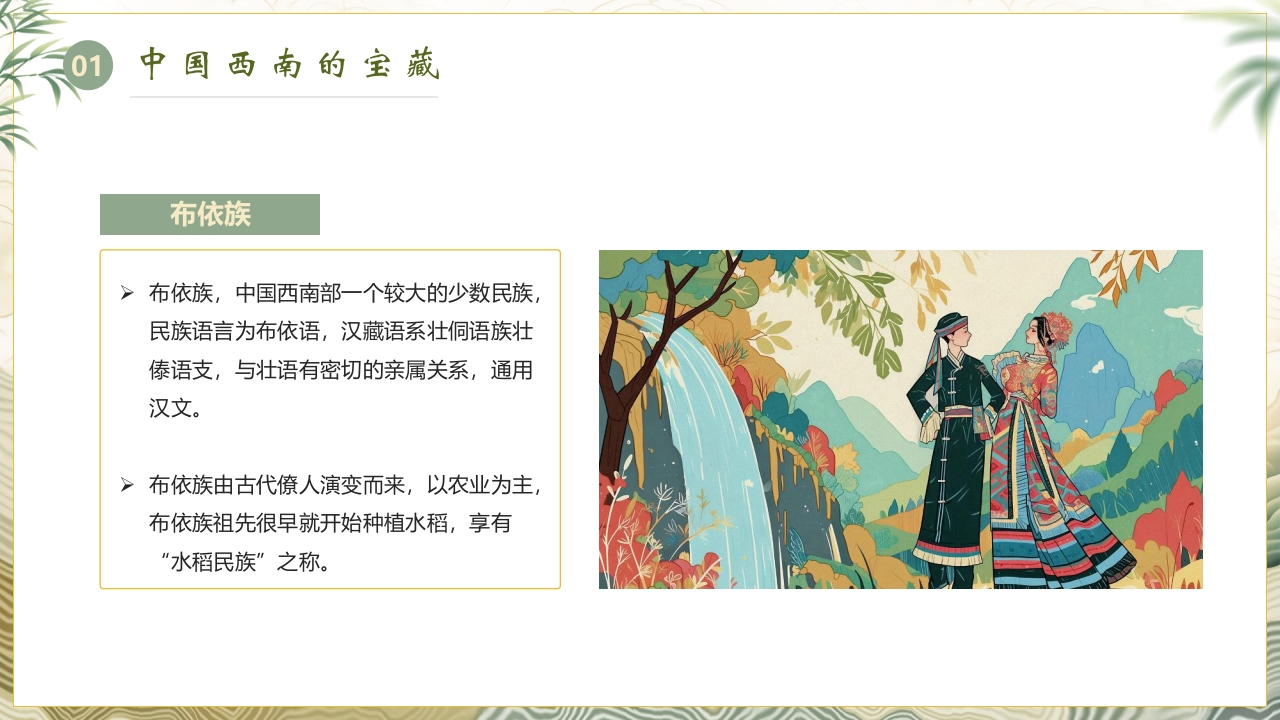 少数民族人物背景的布依族民族文化介绍PPT课件4
