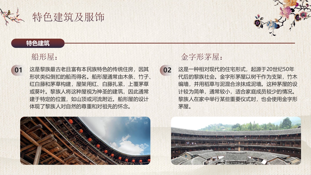 少数民族女孩背景的《探寻黎族文化之美》民族文化介绍PPT课件11