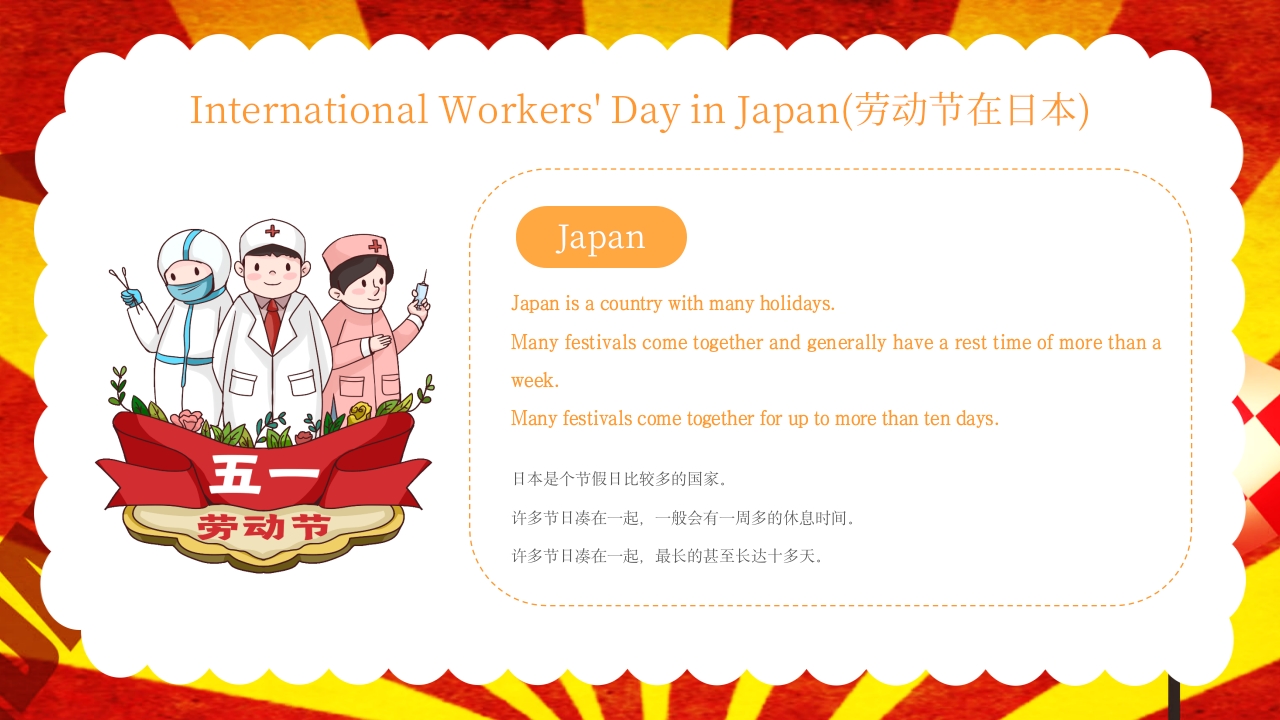 五一劳动节英文介绍PPT课件10