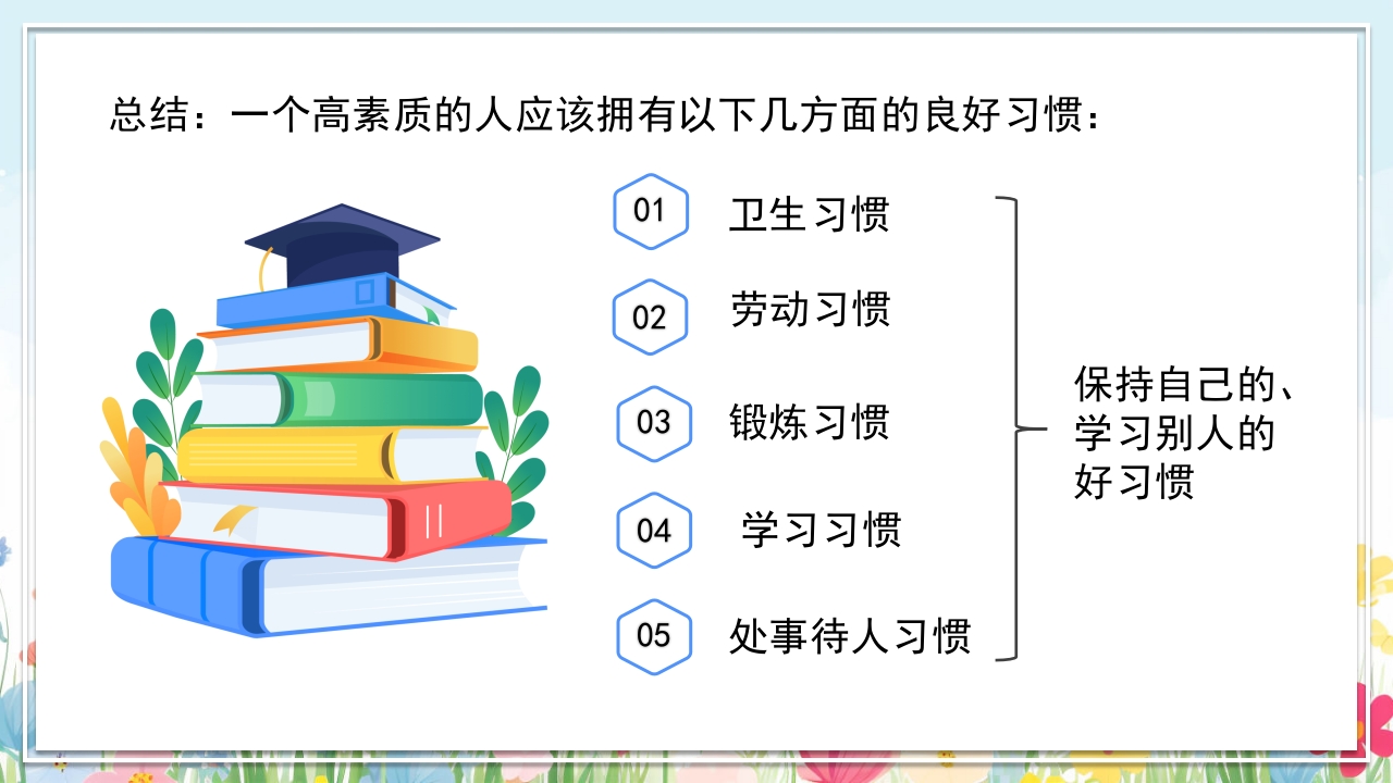 中小学生好习惯养成教育主题班会PPT课件23