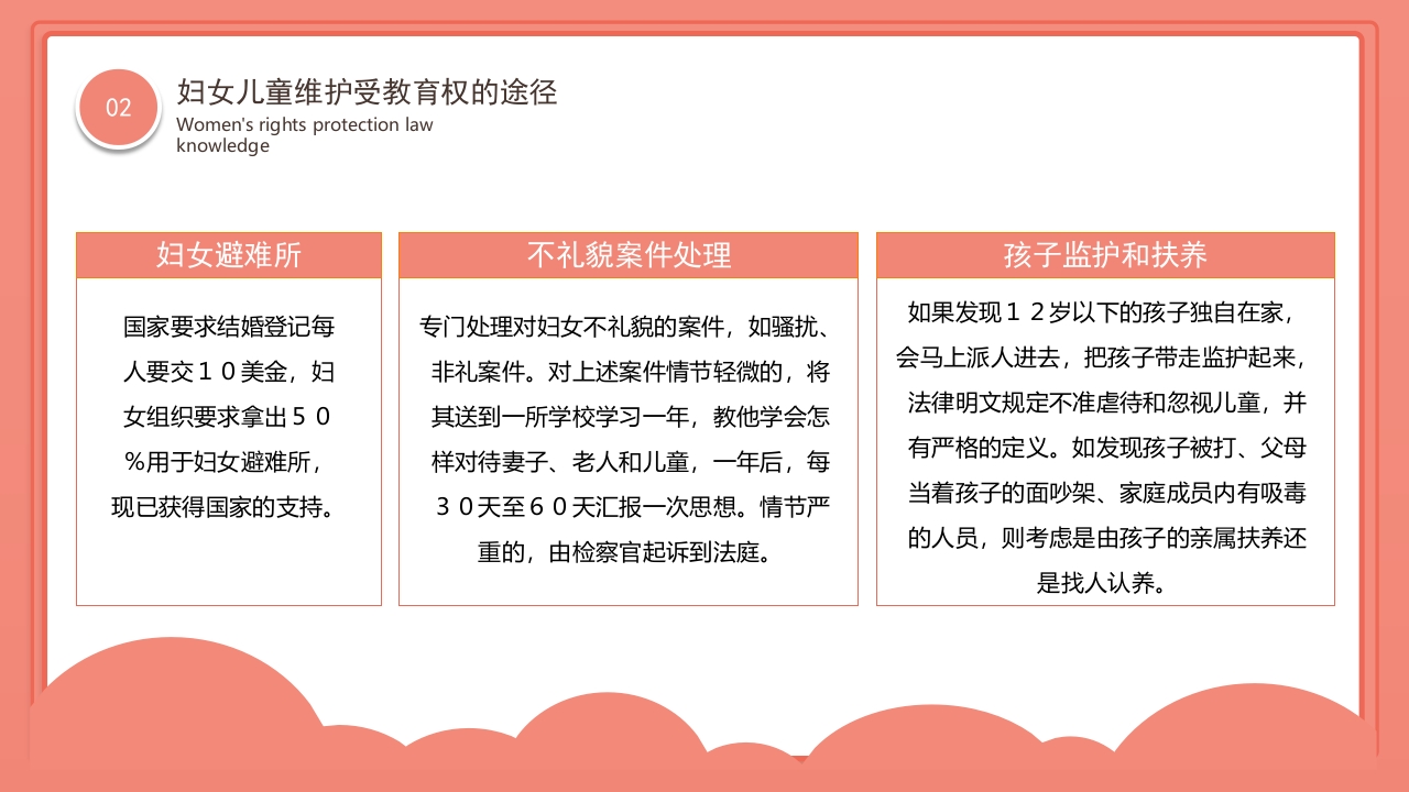 卡通风格的妇女权益保护法律知识讲座PPT课件11