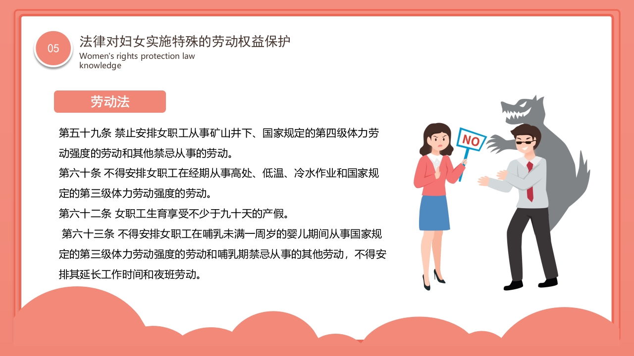 卡通风格的妇女权益保护法律知识讲座PPT课件28