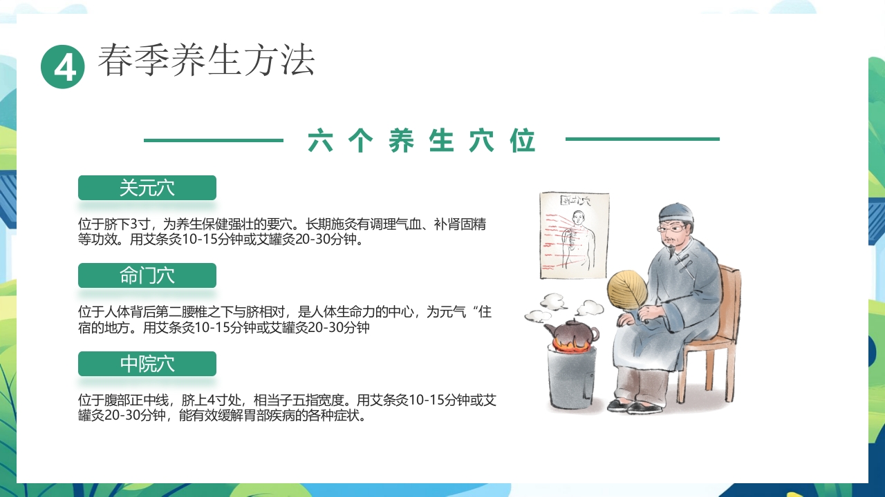 中国风背景的“春养生正当时”养生知识介绍PPT课件32