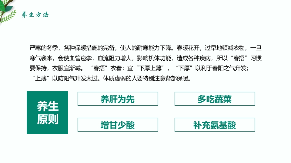 绿色清新春季养生保健知识讲座PPT课件11