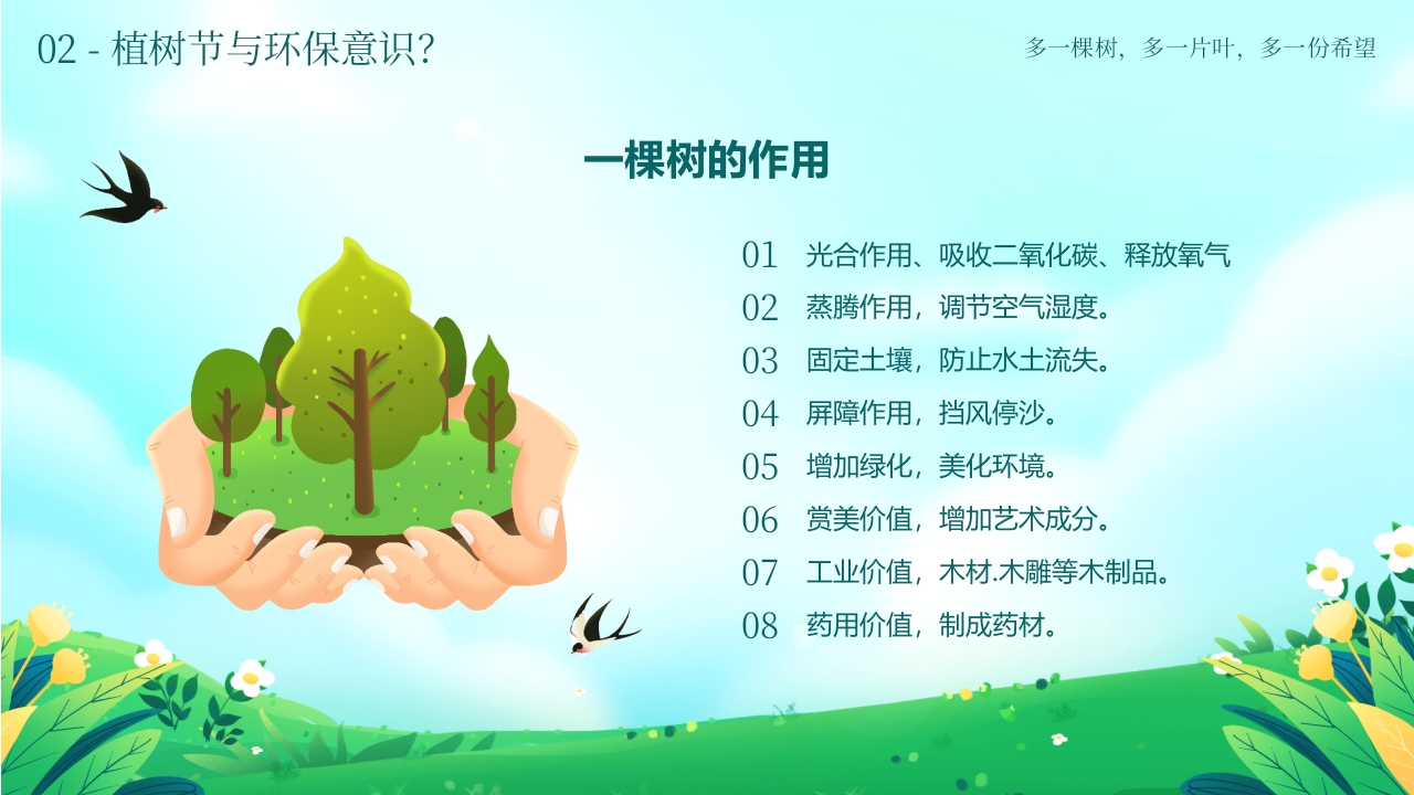 《多一棵树多一片叶多一份希望》小学植树节主题班会PPT课件15