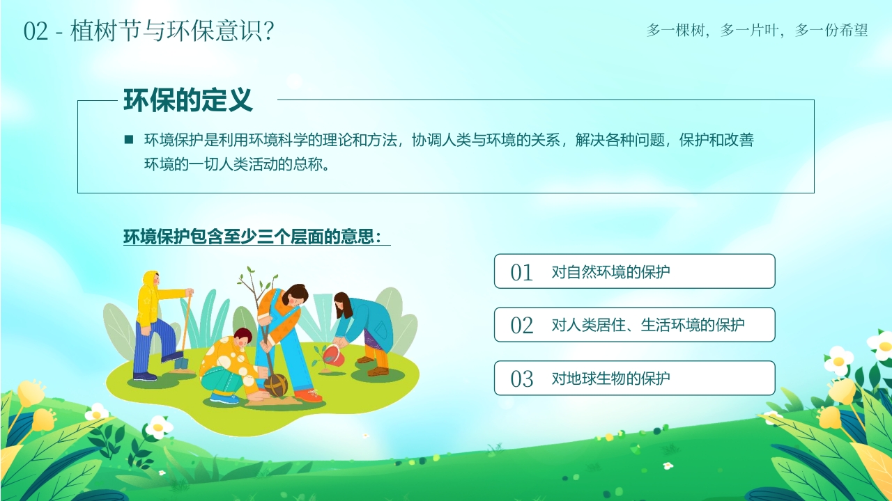 《多一棵树多一片叶多一份希望》小学植树节主题班会PPT课件17