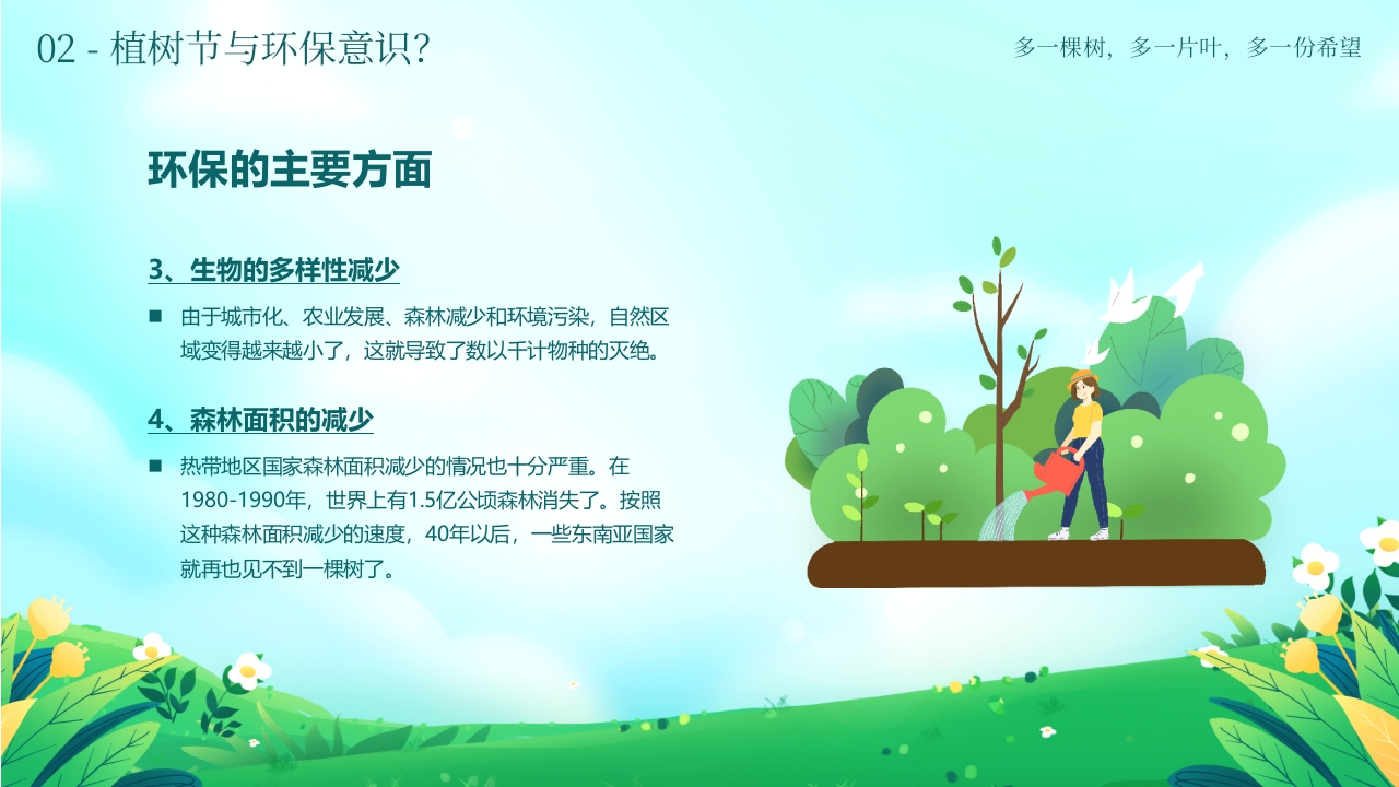 《多一棵树多一片叶多一份希望》小学植树节主题班会PPT课件19