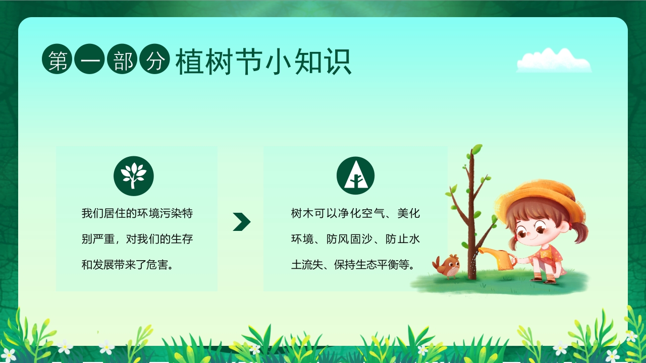 “约会春天拥抱绿色”幼儿园植树节主题班会PPT课件7