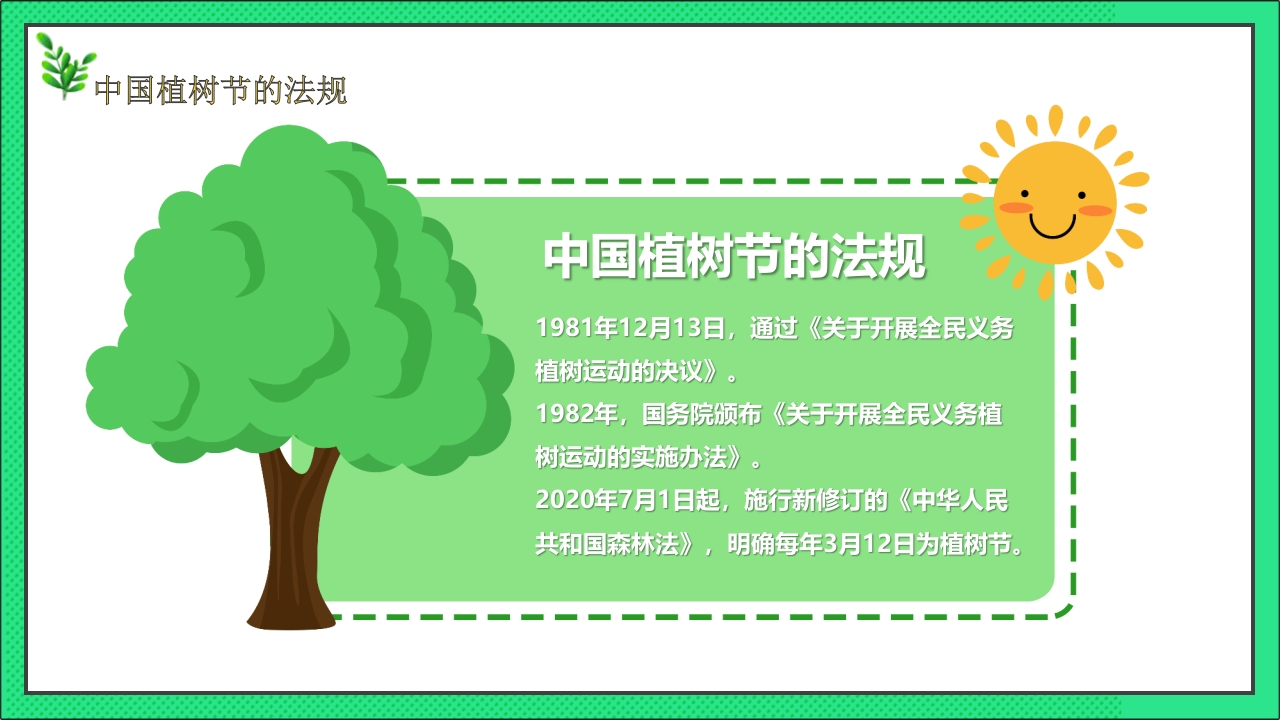 卡通风格的中国植树节节日介绍PPT课件14