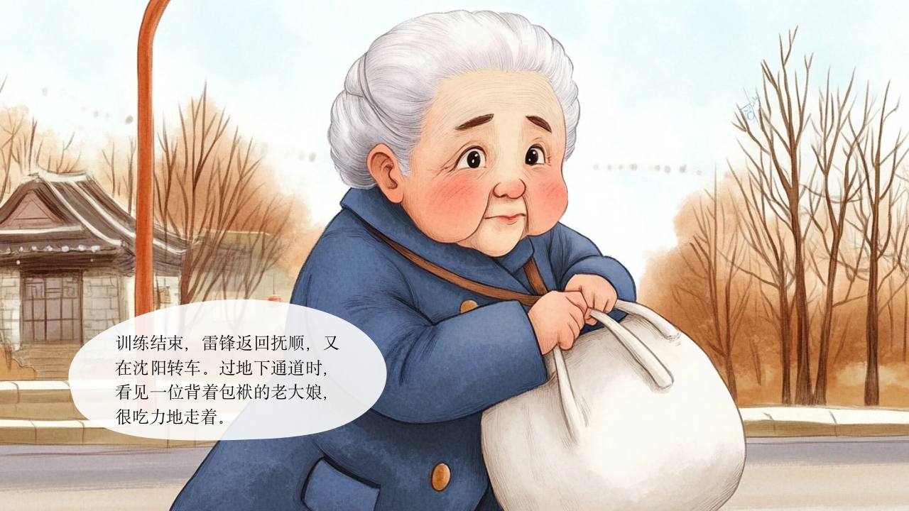 《雷锋的故事》儿童故事绘本幼儿园学雷锋PPT课件13