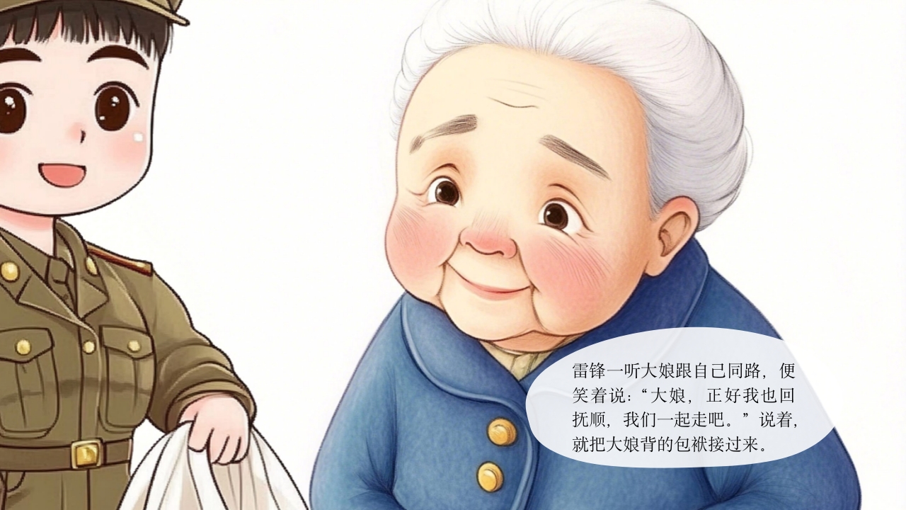 《雷锋的故事》儿童故事绘本幼儿园学雷锋PPT课件16