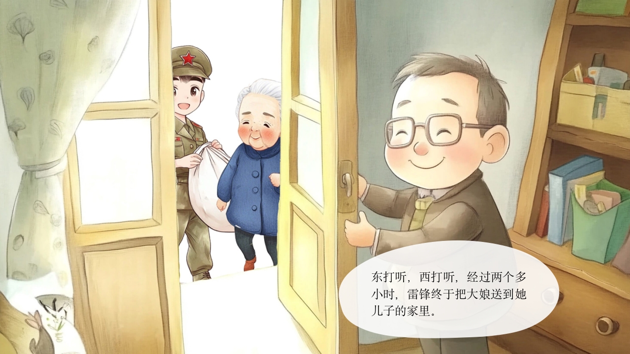 《雷锋的故事》儿童故事绘本幼儿园学雷锋PPT课件25