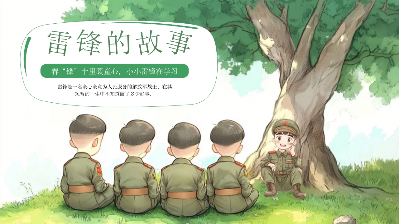 《雷锋的故事》儿童故事绘本幼儿园学雷锋PPT课件27