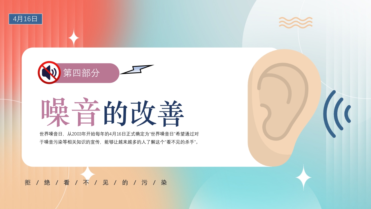 4月16世界噪音日介绍PPT课件15