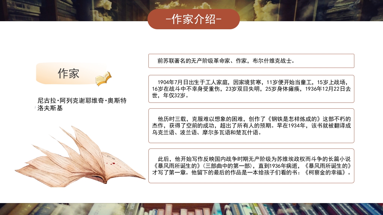 《钢铁是怎样炼成的》好书推荐分享PPT课件5