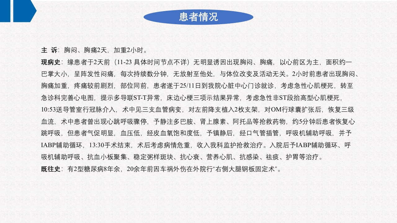 一例急性非ST段抬高型心肌梗死合并急性左心衰患者应用IABP辅助循环的护理查房PPT课件11