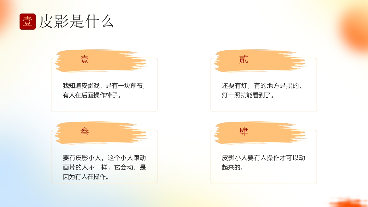 “有趣的皮影戏”传统文化宣传介绍PPT课件4