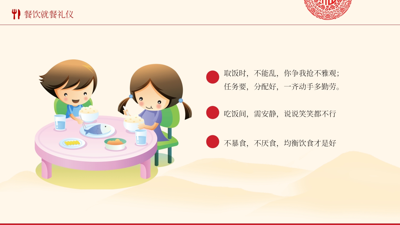 中国风小学生餐桌礼仪PPT课件6