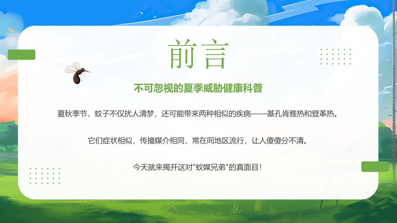 插画风如何区分基孔肯雅热vs登革热医学知识科普PPT课件2