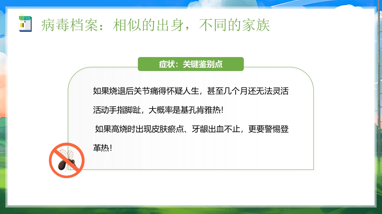 插画风如何区分基孔肯雅热vs登革热医学知识科普PPT课件9