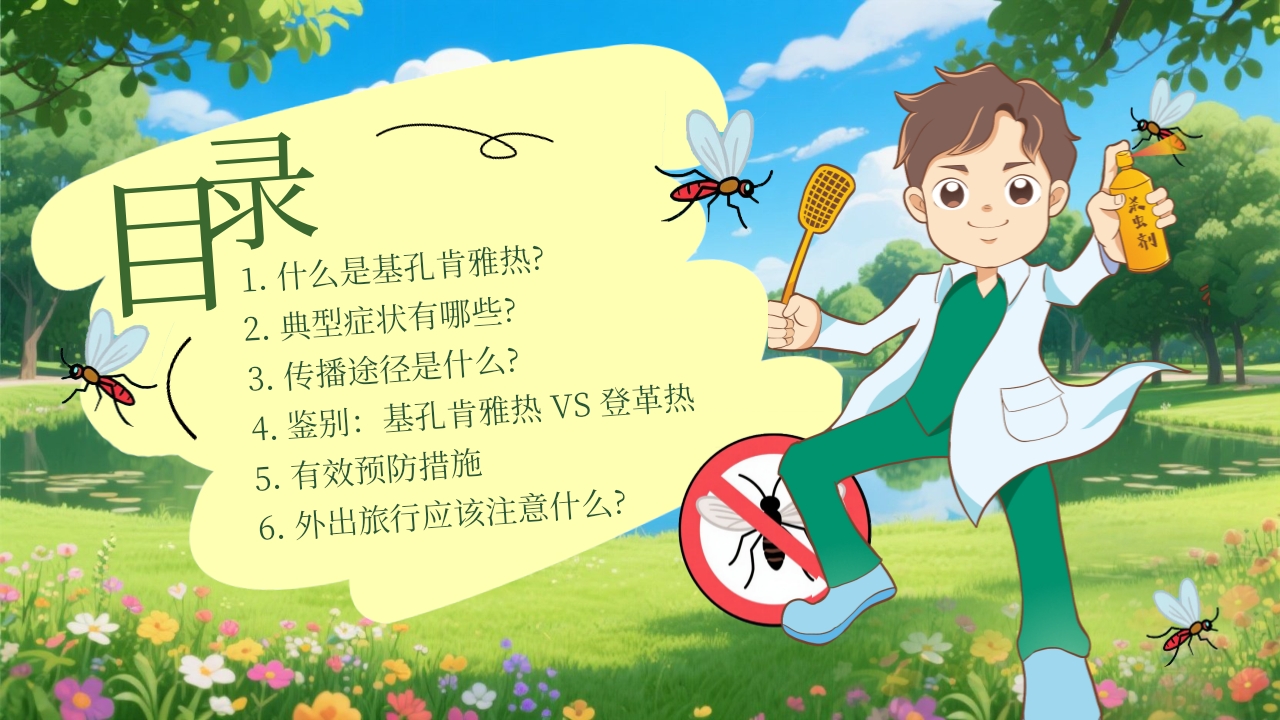 卡通风格的基孔肯雅热防控指南PPT课件2