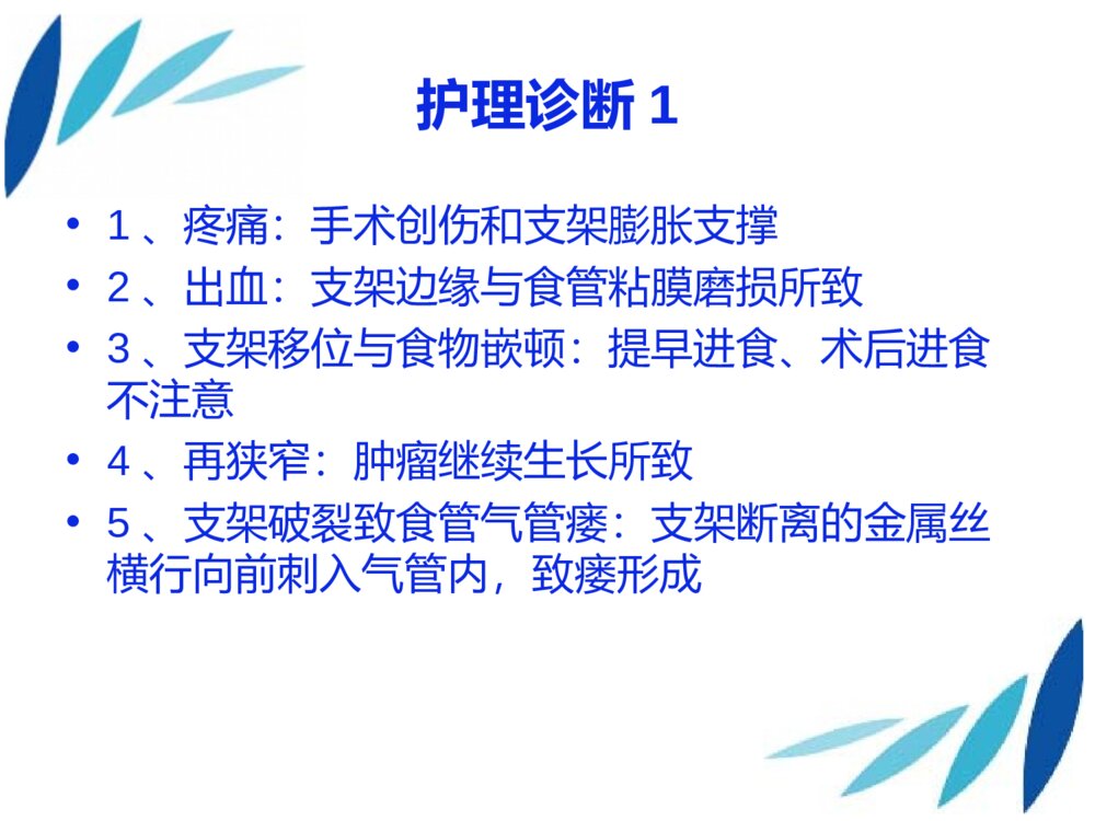 食管癌术后支架置入术后护理个案护理ppt课件10