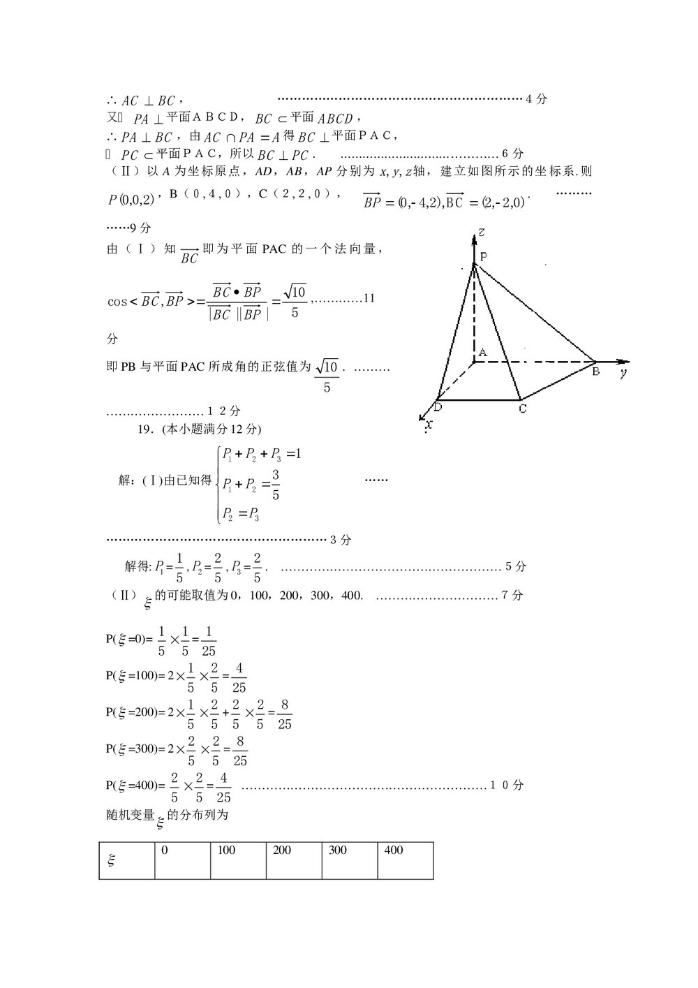 潍坊高考押题卷理科数学试题+答案6