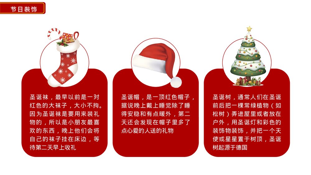 红色卡通圣诞节节日介绍PPT课件9