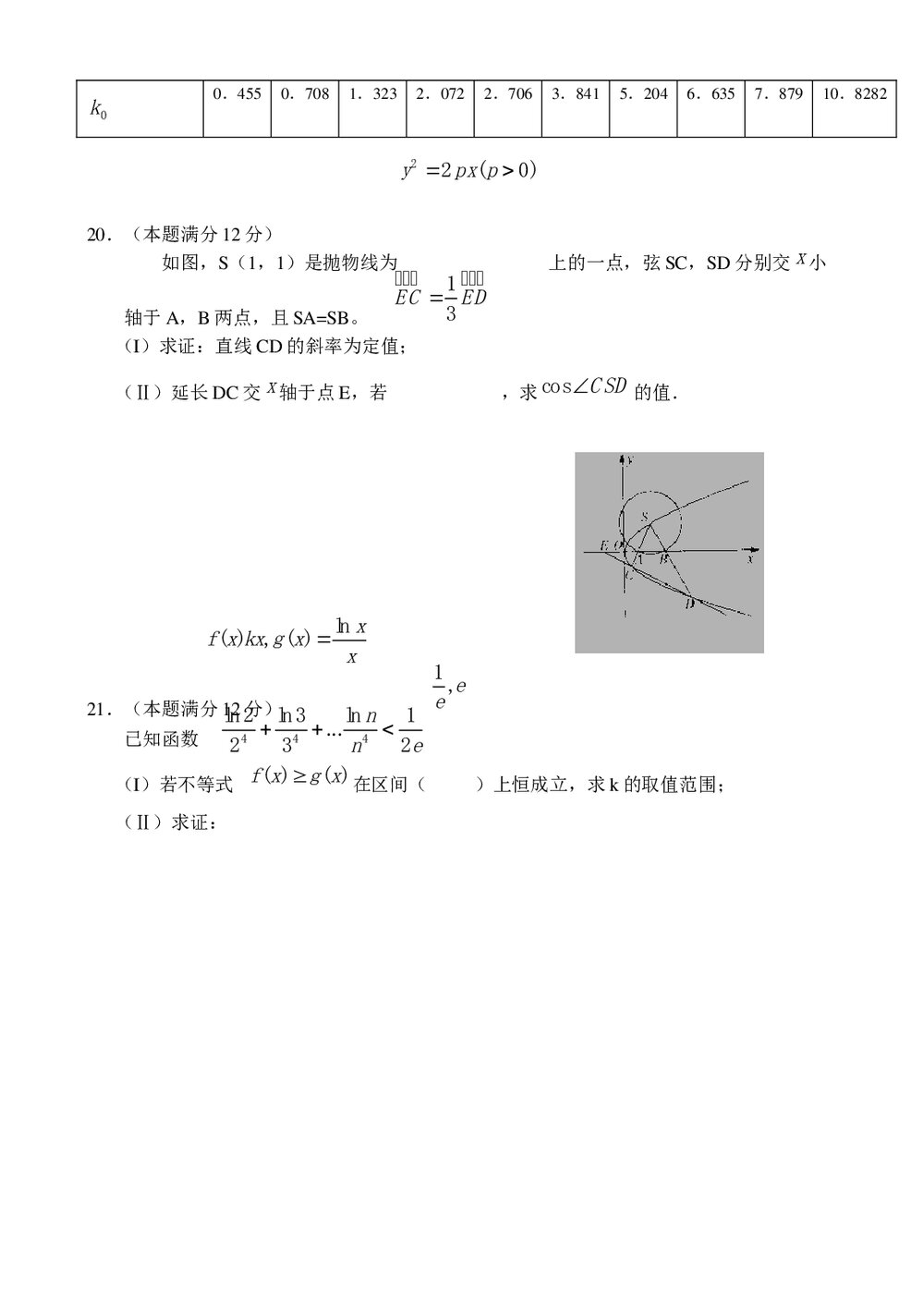 东北三省四市高三第二次联考试(数学理科)试题试卷+参考答案6
