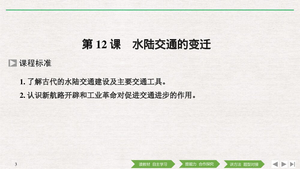 历史&middot;部编版&middot;经济与社会生活(选择性必修2)-20-21版：第12课 水陆交通的变迁PPT 第五单元3