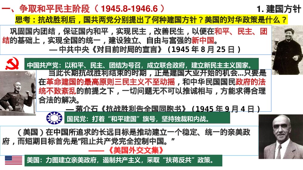 高一历史上册纲要第25课《人民解放战争》教学PPT课件4