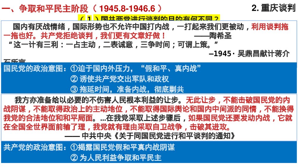 高一历史上册纲要第25课《人民解放战争》教学PPT课件5